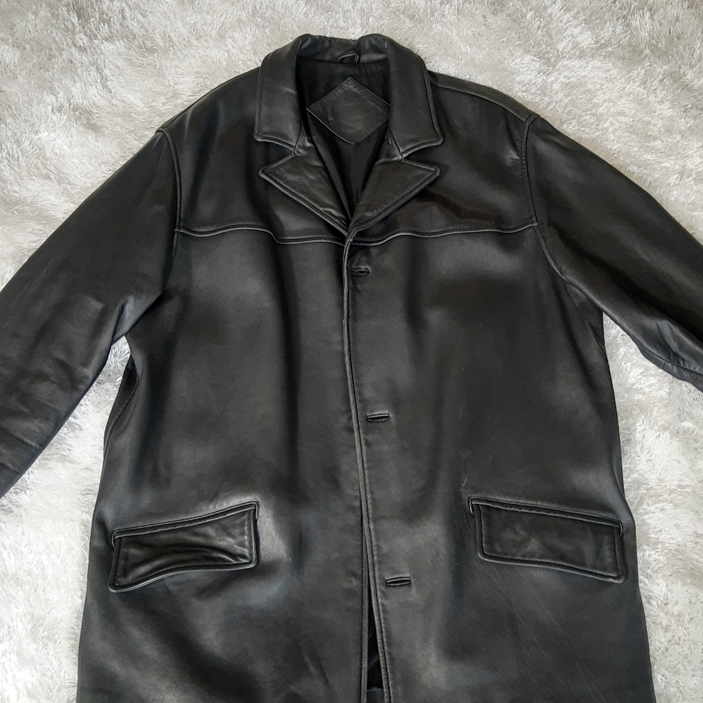 Black Genuine Leather Blazer Coat Jacket